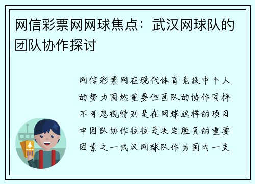 网信彩票网网球焦点：武汉网球队的团队协作探讨